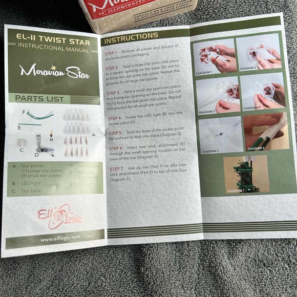 Elf Logic - 14" LED Moravian Star Tree Topper Brand New - Picture 6 of 11